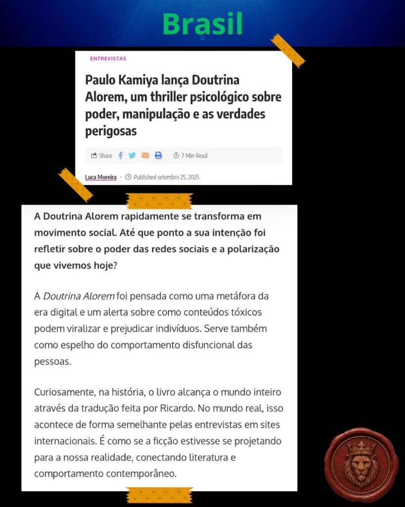 Entrevista do Paulo Kamiya no site do Luca Moreira - portal do Brasil.